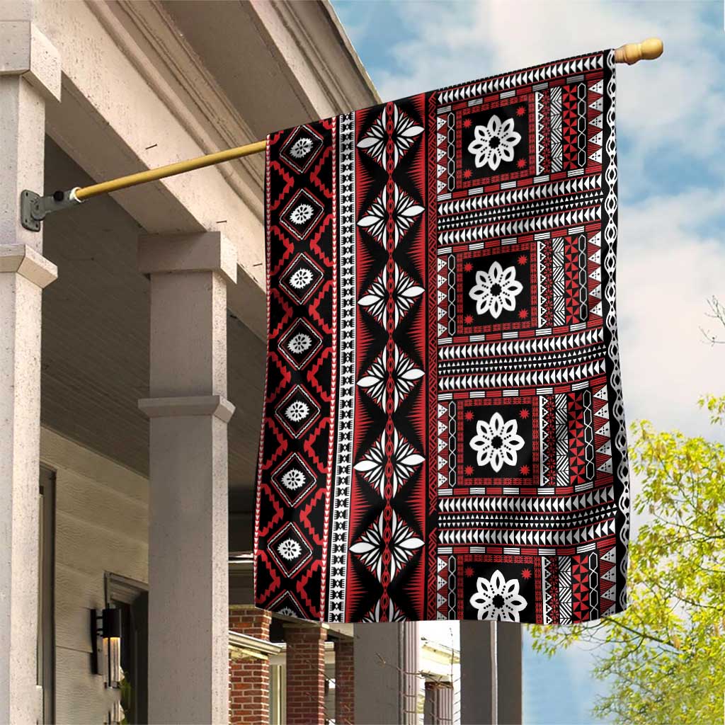 Fiji Masi Tapa Pattern Red Garden Flag - Polynesian Pride