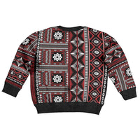 Fiji Masi Tapa Pattern Red Kid Ugly Christmas Sweater - Polynesian Pride