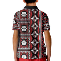 Fiji Masi Tapa Pattern Red Kid Polo Shirt - Polynesian Pride