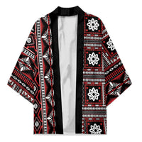 Fiji Masi Tapa Pattern Red Kimono - Polynesian Pride