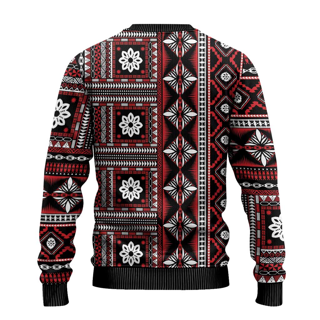 Fiji Masi Tapa Pattern Red Ugly Christmas Sweater - Polynesian Pride
