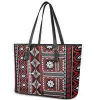 Fiji Masi Tapa Pattern Red Leather Tote Bag - Polynesian Pride