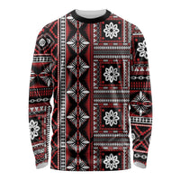 Fiji Masi Tapa Pattern Red Long Sleeve Shirt - Polynesian Pride