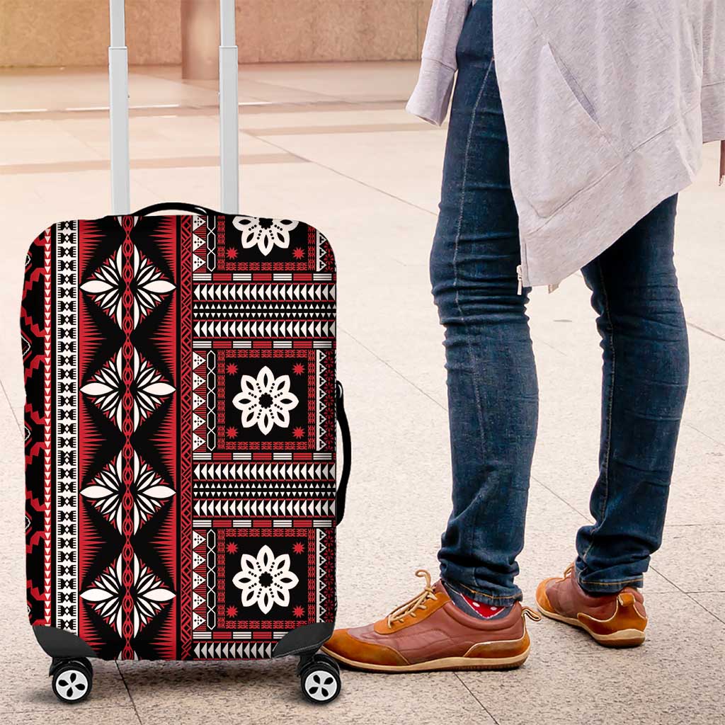 Fiji Masi Tapa Pattern Red Luggage Cover - Polynesian Pride