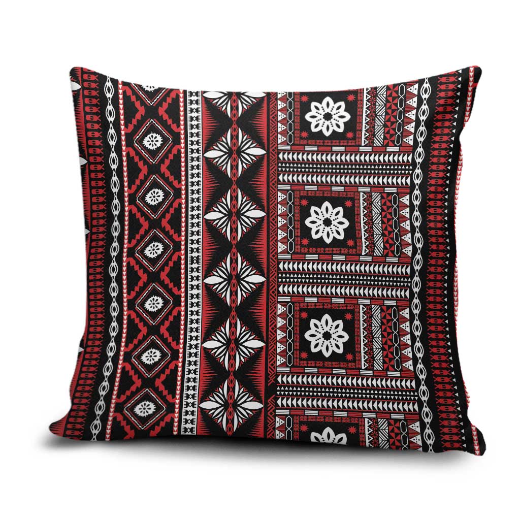 Fiji Masi Tapa Pattern Red Pillow Cover - Polynesian Pride