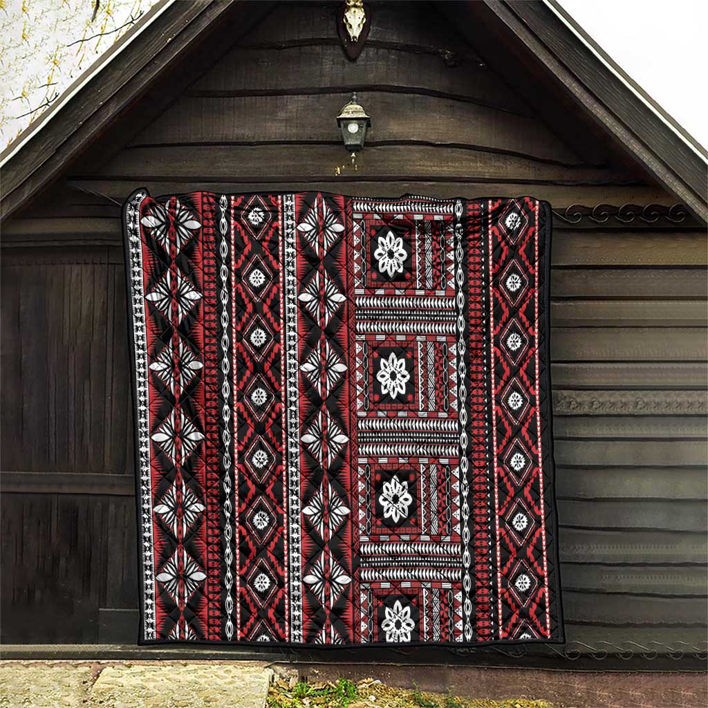 Fiji Masi Tapa Pattern Red Quilt - Polynesian Pride