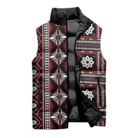 Fiji Masi Tapa Pattern Red Sleeveless Puffer Jacket - Polynesian Pride