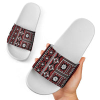 Fiji Masi Tapa Pattern Red Slide Sandals - Polynesian Pride