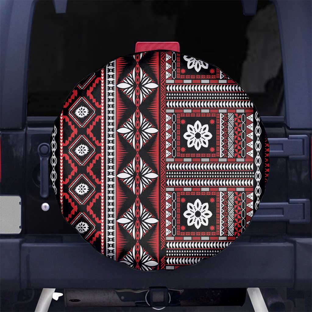 Fiji Masi Tapa Pattern Red Spare Tire Cover - Polynesian Pride