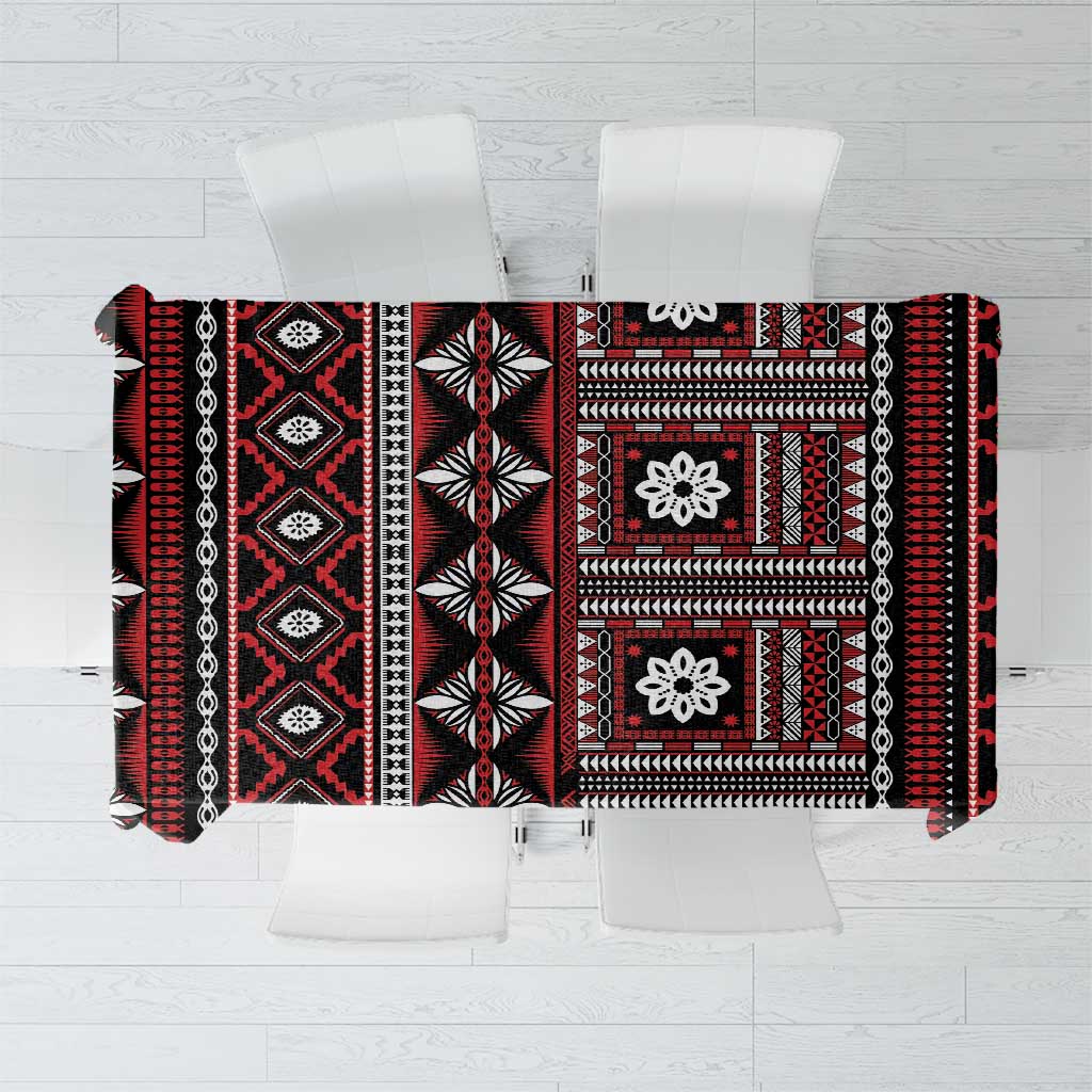 Fiji Masi Tapa Pattern Red Tablecloth - Polynesian Pride