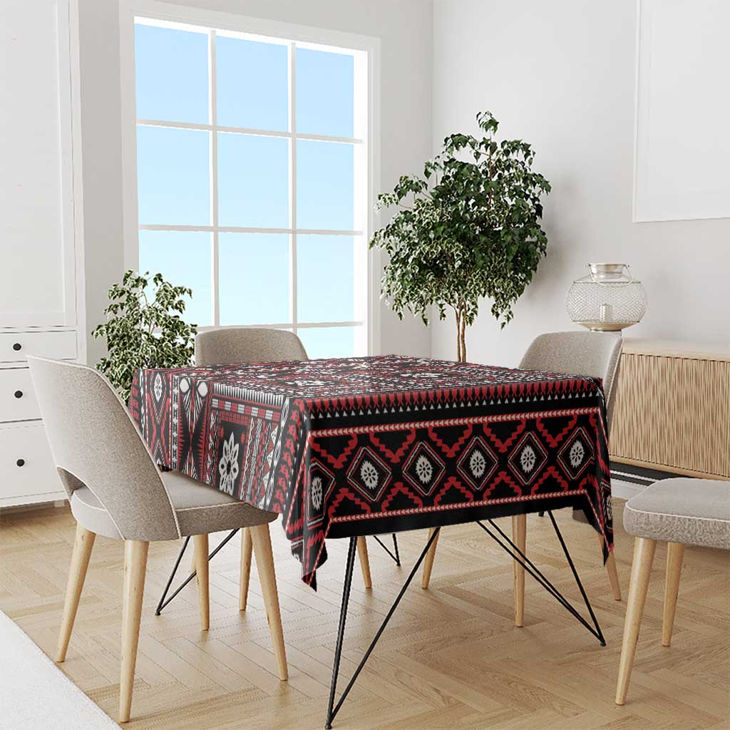 Fiji Masi Tapa Pattern Red Tablecloth - Polynesian Pride