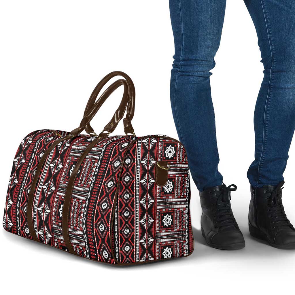 Fiji Masi Tapa Pattern Red Travel Bag - Polynesian Pride