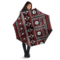 Fiji Masi Tapa Pattern Red Umbrella - Polynesian Pride
