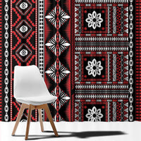 Fiji Masi Tapa Pattern Red Window Curtain - Polynesian Pride