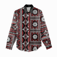Fiji Masi Tapa Pattern Red Women Casual Shirt - Polynesian Pride