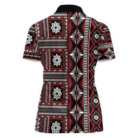 Fiji Masi Tapa Pattern Red Women Polo Shirt - Polynesian Pride