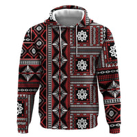 Fiji Masi Tapa Pattern Red Zip Hoodie - Polynesian Pride
