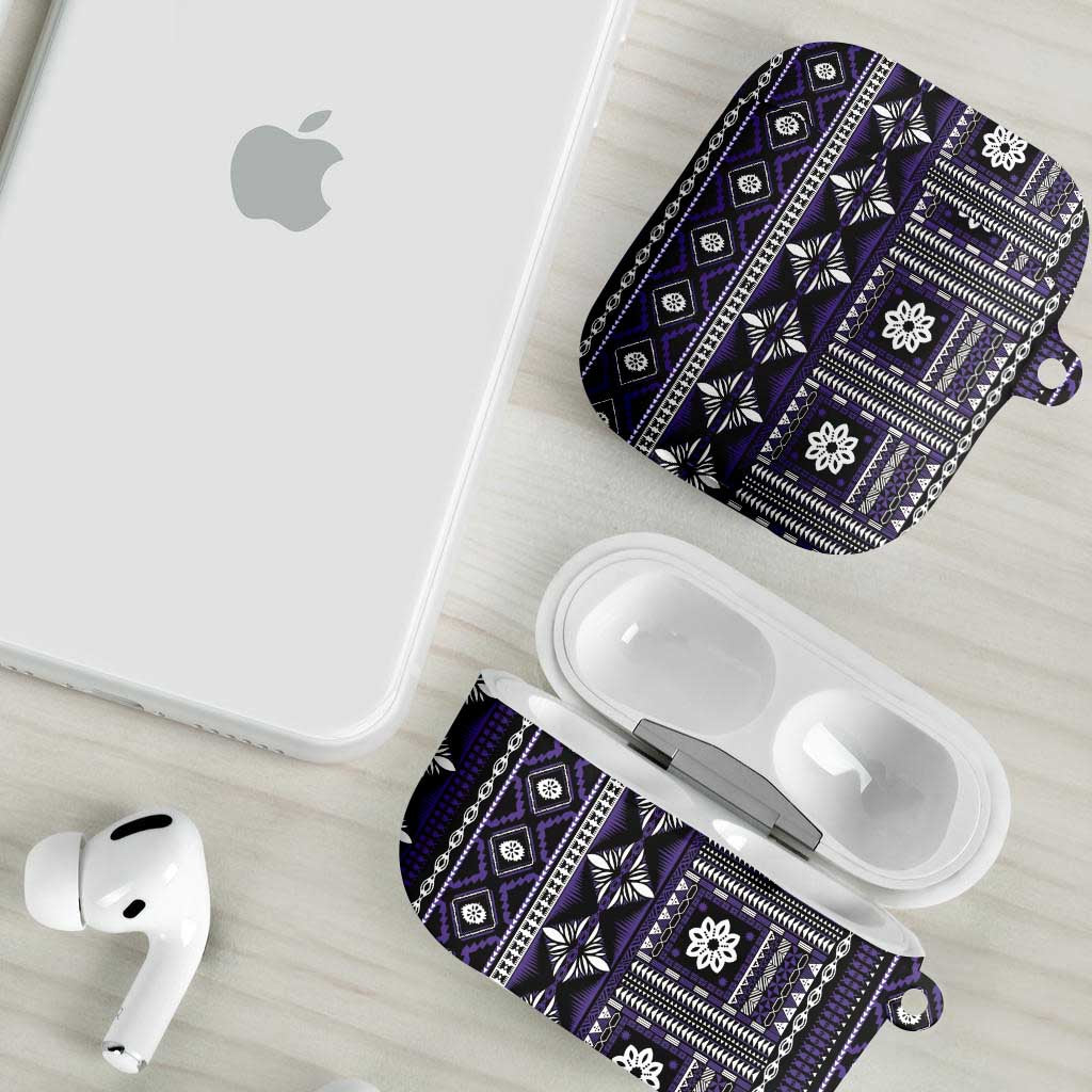 Fiji Masi Tapa Pattern Purple AirPods Case - Polynesian Pride