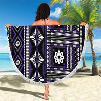 Fiji Masi Tapa Pattern Purple Beach Blanket - Polynesian Pride
