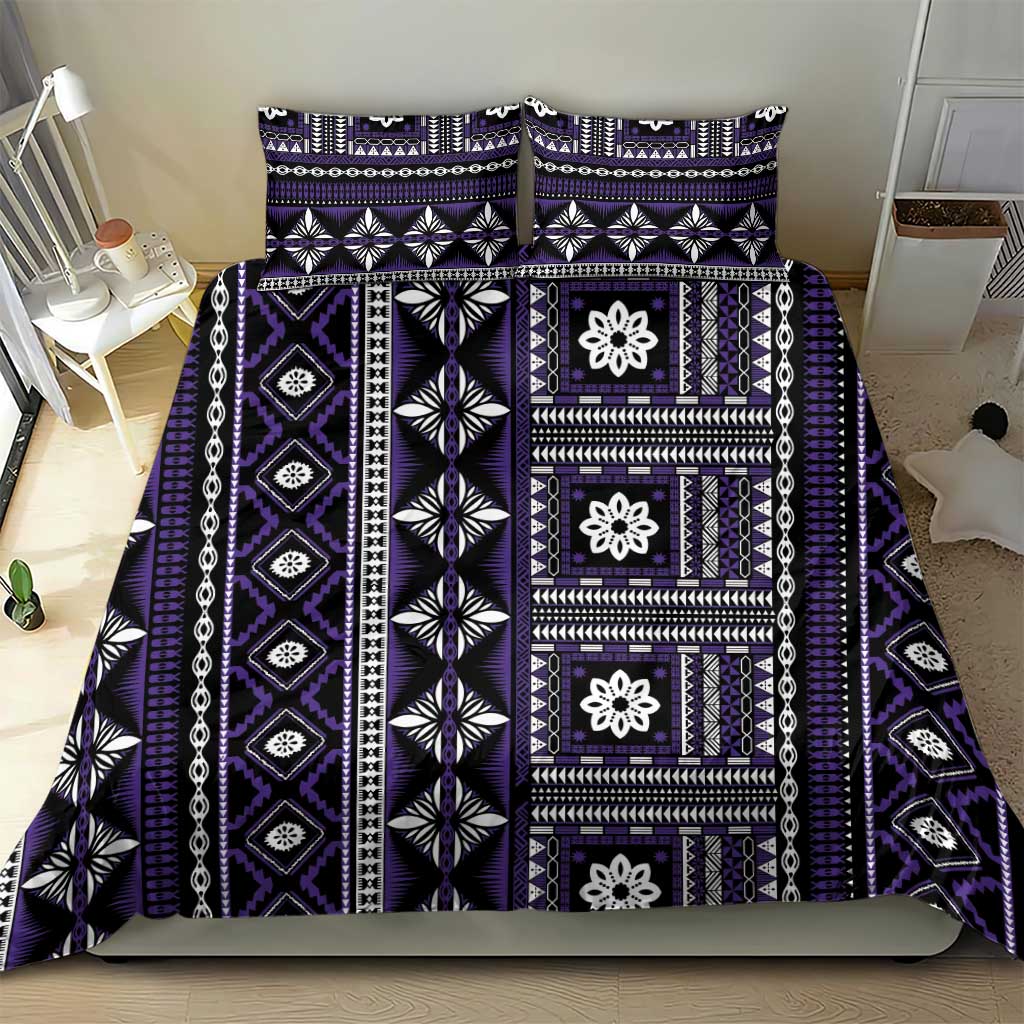 Fiji Masi Tapa Pattern Purple Bedding Set - Polynesian Pride