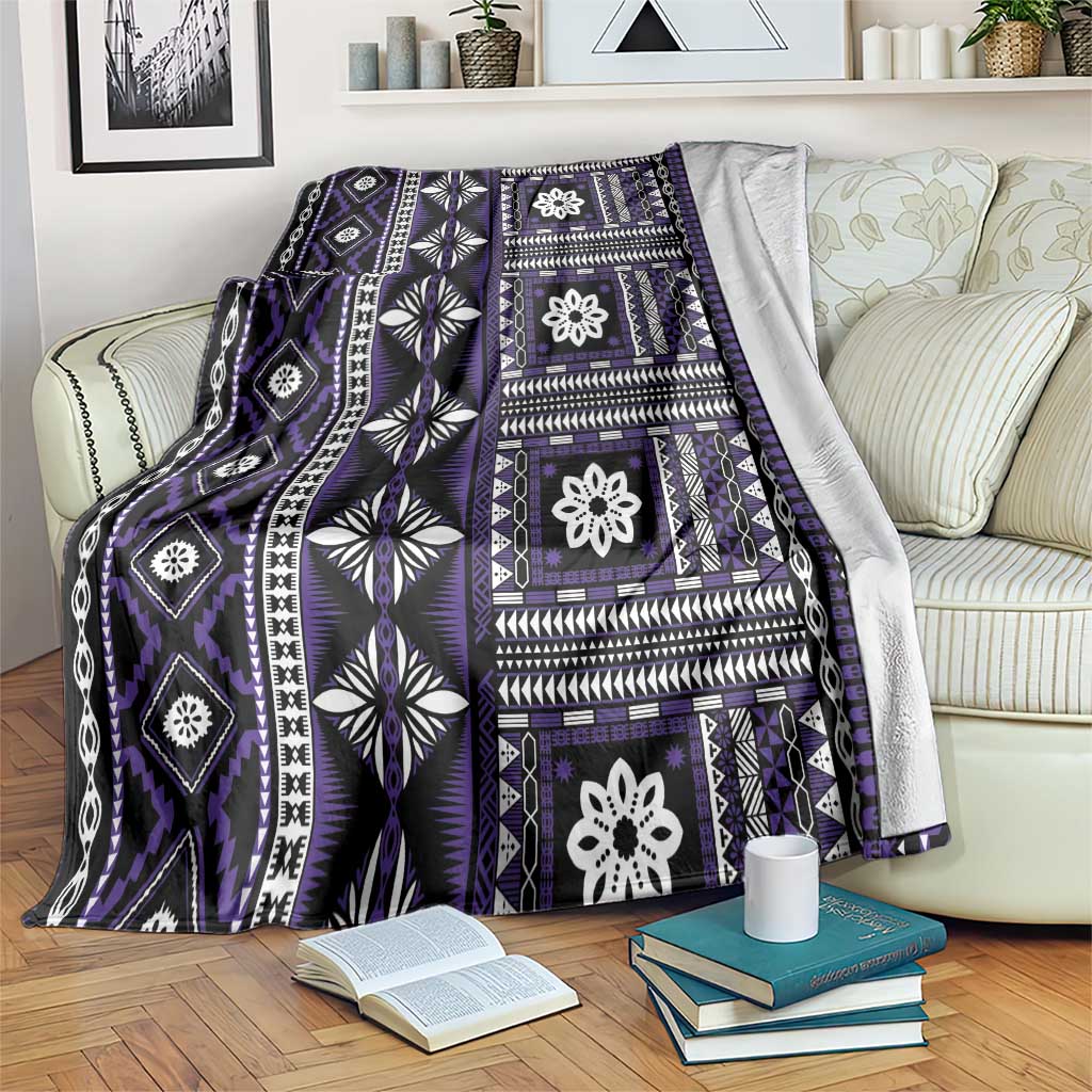 Fiji Masi Tapa Pattern Purple Blanket - Polynesian Pride