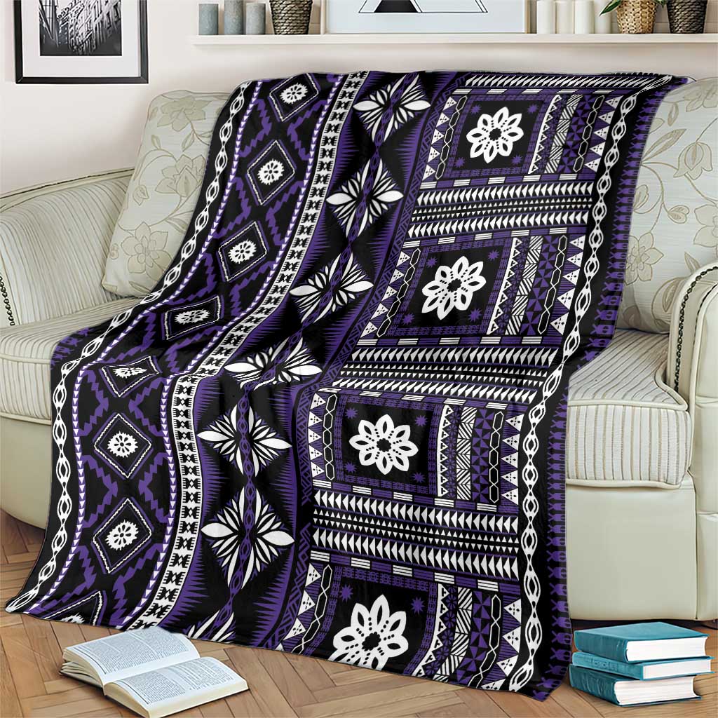Fiji Masi Tapa Pattern Purple Blanket - Polynesian Pride