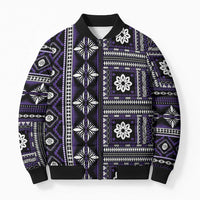 Fiji Masi Tapa Pattern Purple Bomber Puffer Jacket - Polynesian Pride