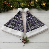 Fiji Masi Tapa Pattern Purple Christmas Santa Hat - Polynesian Pride