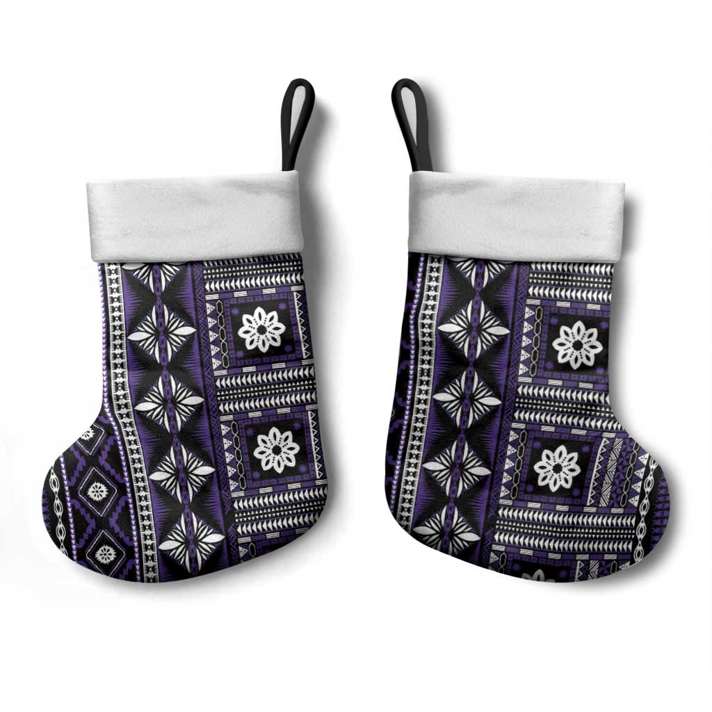 Fiji Masi Tapa Pattern Purple Christmas Stocking - Polynesian Pride
