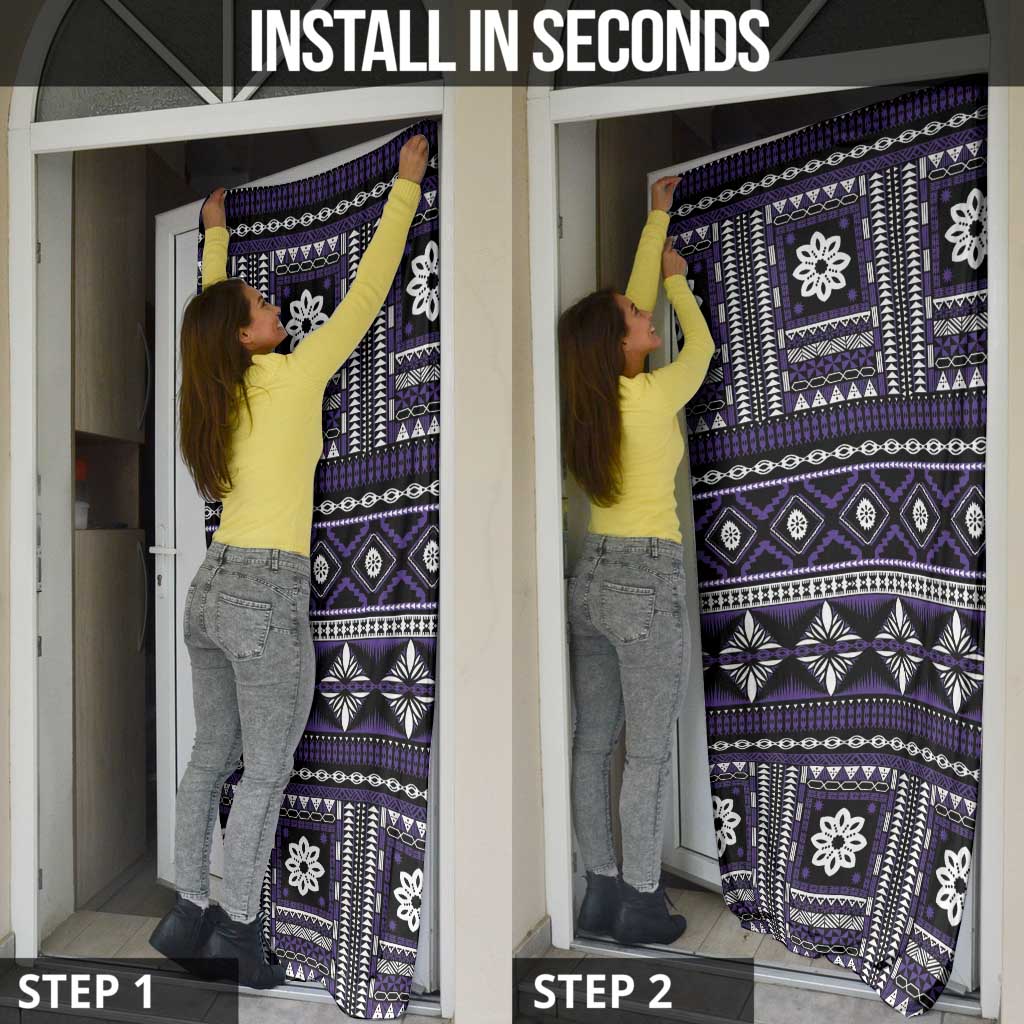 Fiji Masi Tapa Pattern Purple Door Cover - Polynesian Pride