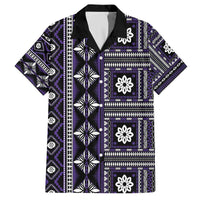 Fiji Masi Tapa Pattern Purple Family Matching Off The Shoulder Long Sleeve Dress and Hawaiian Shirt - Polynesian Pride