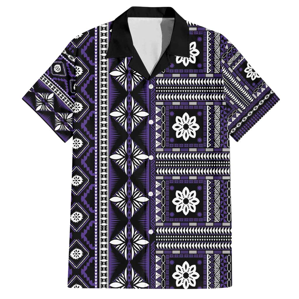 Fiji Masi Tapa Pattern Purple Family Matching Summer Maxi Dress and Hawaiian Shirt - Polynesian Pride