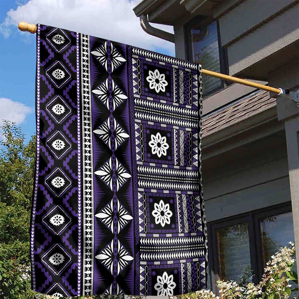 Fiji Masi Tapa Pattern Purple Garden Flag - Polynesian Pride