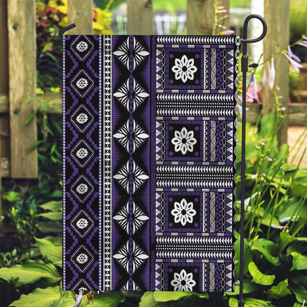 Fiji Masi Tapa Pattern Purple Garden Flag - Polynesian Pride