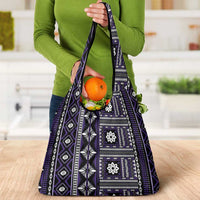 Fiji Masi Tapa Pattern Purple Grocery Bag - Polynesian Pride