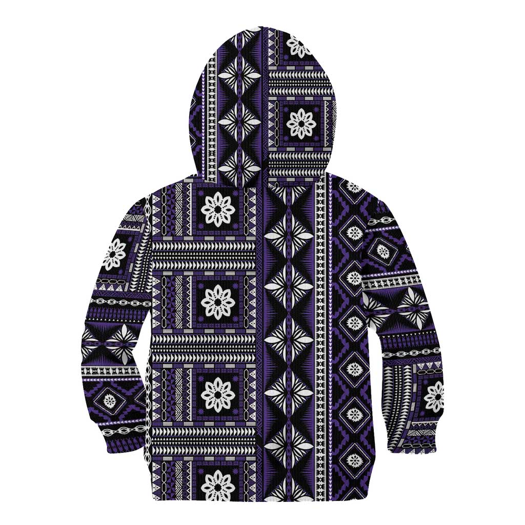 Fiji Masi Tapa Pattern Purple Kid Hoodie - Polynesian Pride