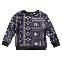Fiji Masi Tapa Pattern Purple Kid Ugly Christmas Sweater - Polynesian Pride