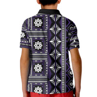 Fiji Masi Tapa Pattern Purple Kid Polo Shirt - Polynesian Pride