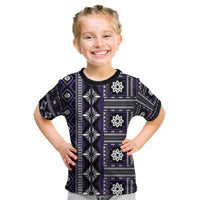 Fiji Masi Tapa Pattern Purple Kid T Shirt - Polynesian Pride