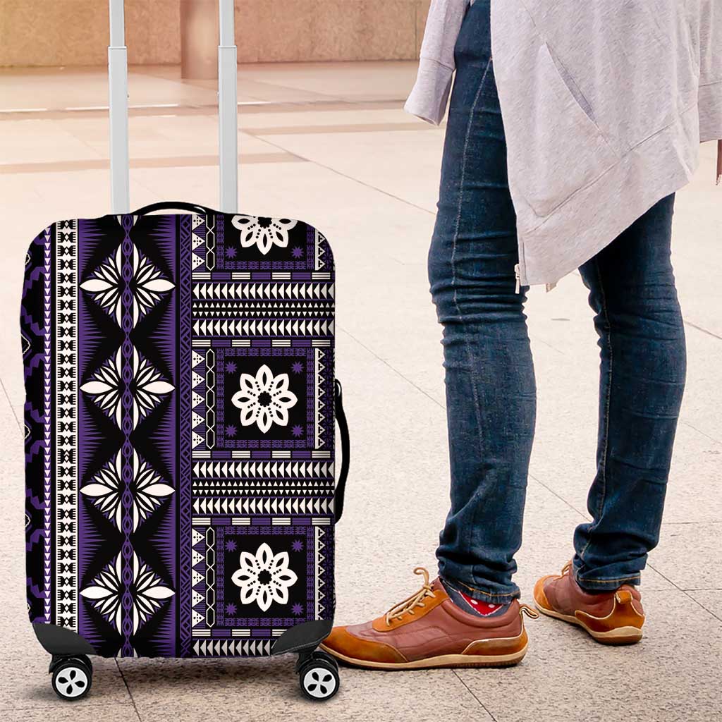 Fiji Masi Tapa Pattern Purple Luggage Cover - Polynesian Pride