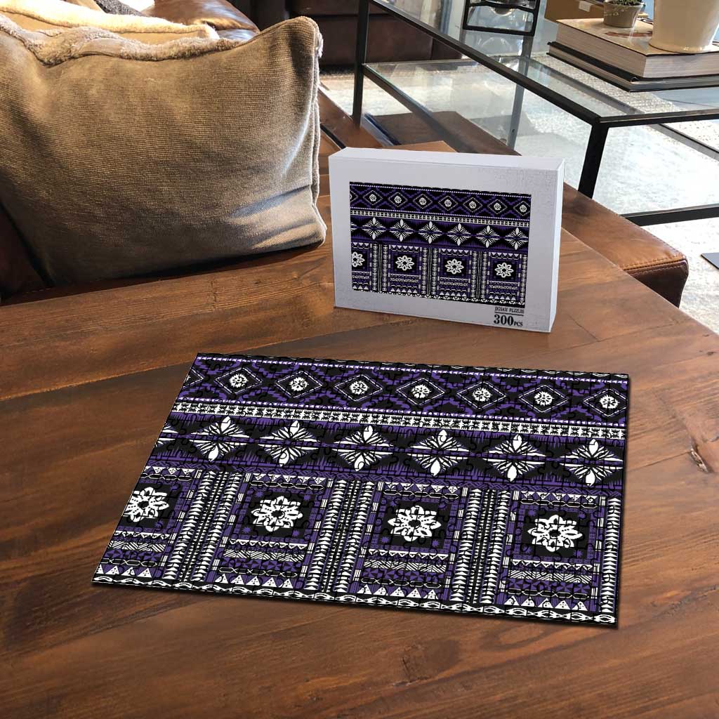 Fiji Masi Tapa Pattern Purple Puzzle - Polynesian Pride