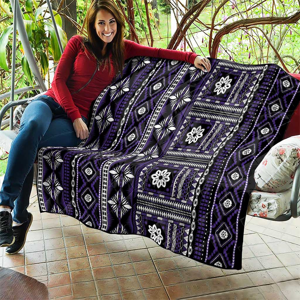 Fiji Masi Tapa Pattern Purple Quilt - Polynesian Pride