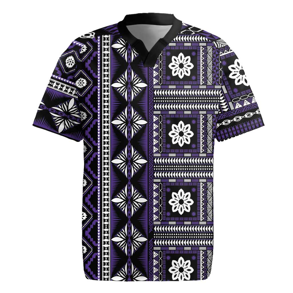 Fiji Masi Tapa Pattern Purple Rugby Jersey - Polynesian Pride