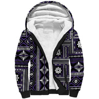 Fiji Masi Tapa Pattern Purple Sherpa Hoodie - Polynesian Pride