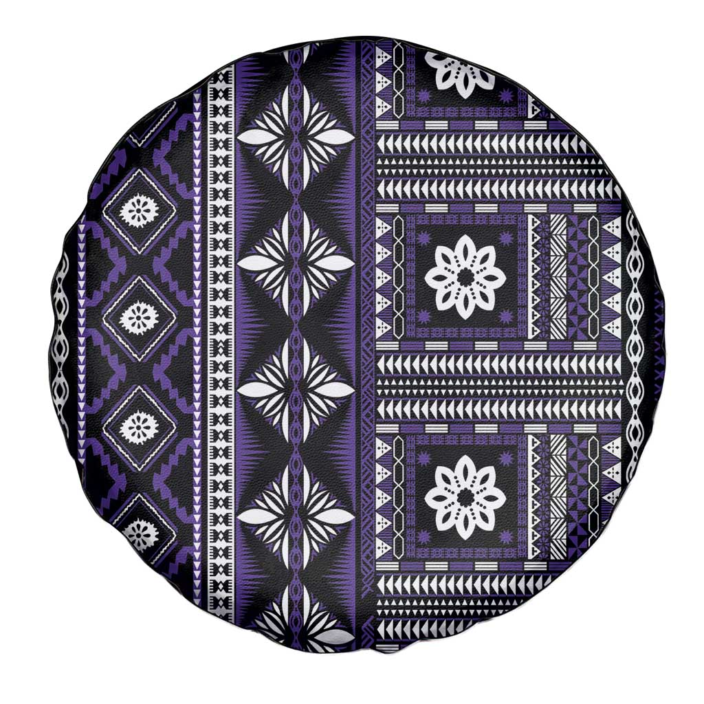Fiji Masi Tapa Pattern Purple Spare Tire Cover - Polynesian Pride