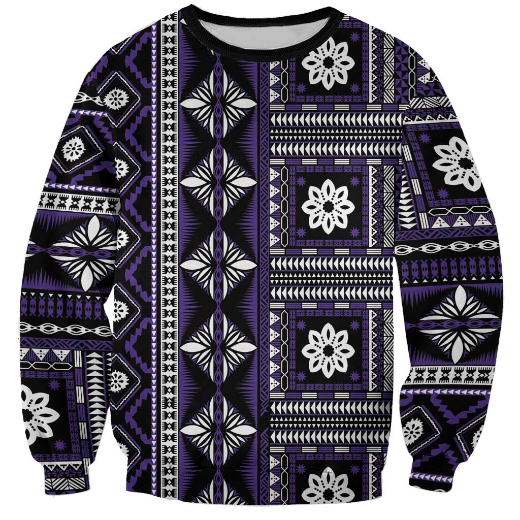 Fiji Masi Tapa Pattern Purple Sweatshirt - Polynesian Pride