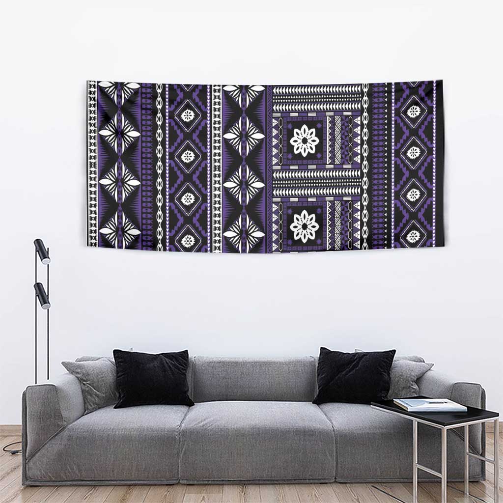 Fiji Masi Tapa Pattern Purple Tapestry - Polynesian Pride