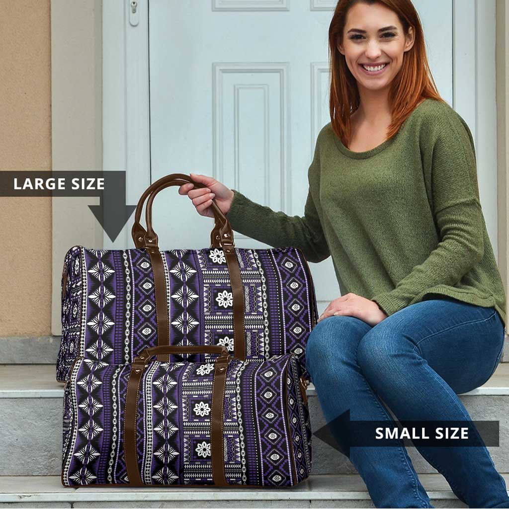Fiji Masi Tapa Pattern Purple Travel Bag - Polynesian Pride