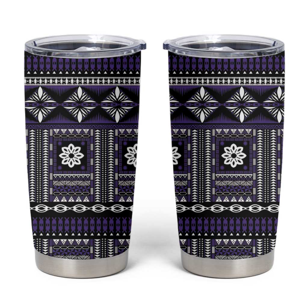 Fiji Masi Tapa Pattern Purple Tumbler Cup - Polynesian Pride