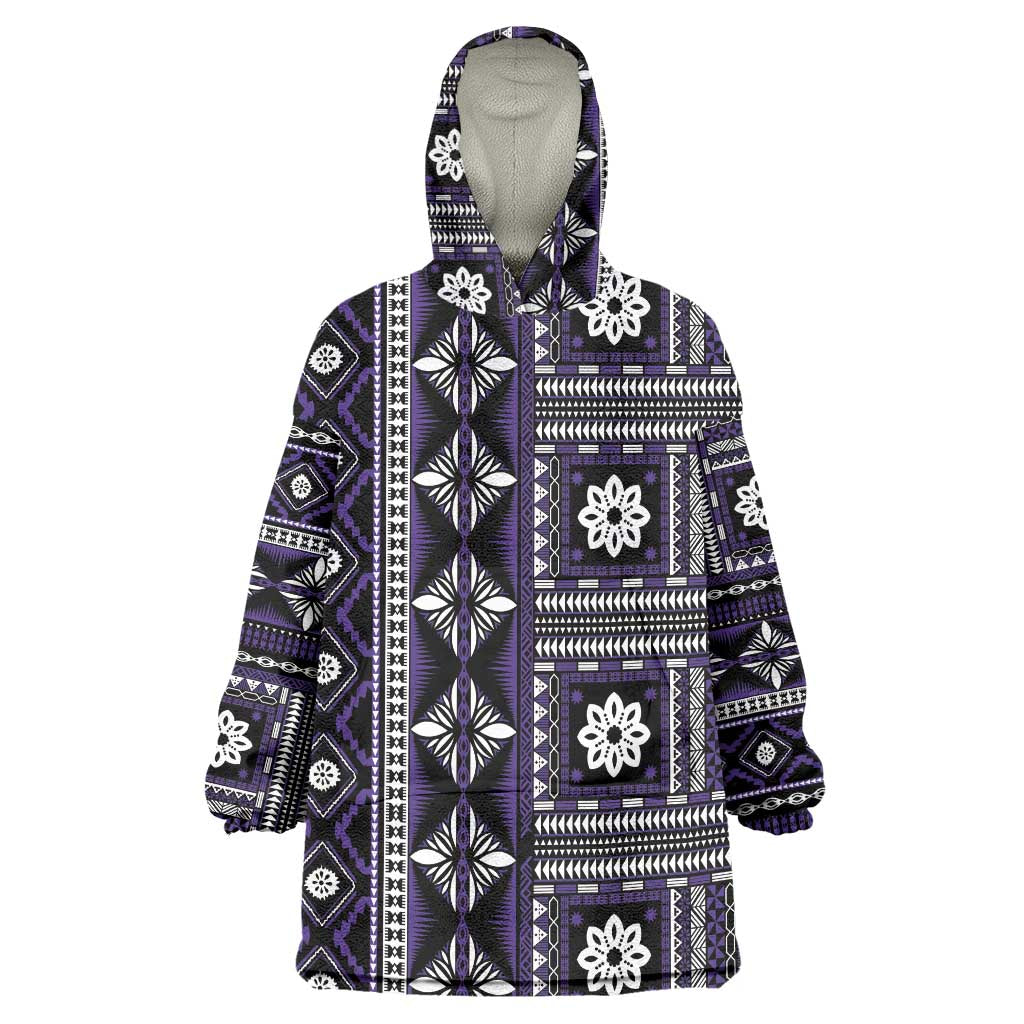 Fiji Masi Tapa Pattern Purple Wearable Blanket Hoodie - Polynesian Pride